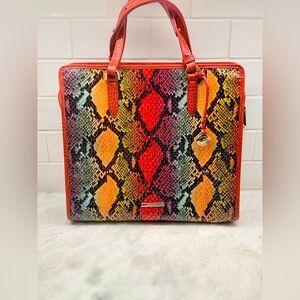 BRAHAMIN Tia Red Bold Eclectic Dragon Experium Satchel Shoulder Bag